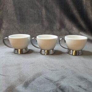 Trudeau Bianca 3-ounce espresso cup porcelain with a stainless Steel  Set Of 3